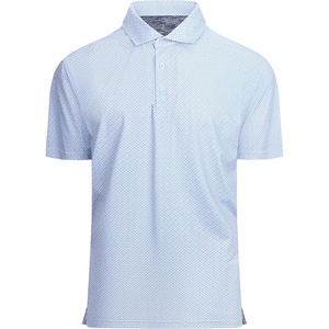 SAMERM Mens Golf Shirts Dry Fit Performance Sport Polo Shirts for Men | Moisture Wicking Casual Print Golf Shirt Short Sleeve Stiff Collar 4-Way Stretch Lightweight Comfort for Sport,Work,Stay Cool(White Clover Golf Shirt)
