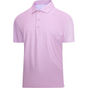 SAMERM Mens Golf Shirts Dry Fit Performance Sport Polo Shirts for Men | Moisture Wicking Casual Print Golf Shirt Short Sleeve Stiff Collar 4-Way Stretch Lightweight Comfort for Sport,Work,Stay Cool(Pink Dots Golf Shirt)