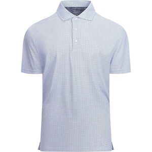 SAMERM Mens Golf Shirts Dry Fit Performance Sport Polo Shirts for Men | Moisture Wicking Casual Print Golf Shirt Short Sleeve Stiff Collar 4-Way Stretch Lightweight Comfort for Sport,Work,Stay Cool(Black Blue Square Golf Shirt)