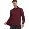 SAMERM Men’s Long Sleeve Polo Shirts Moisture Wicking Golf Shirts Soft | 4-Way Stretch Performance Collared Shirt, UPF 50+,Dry Fit& Lightweight, Ideal for Golf,Office Work,Casual Wear,(Mens Polo Wine Red)