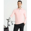 SAMERM Men’s Long Sleeve Polo Shirts Moisture Wicking Golf Shirts Soft | 4-Way Stretch Performance Collared Shirt, UPF 50+,Dry Fit& Lightweight, Ideal for Golf,Office Work,Casual Wear,(Mens Polo Pink)