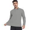 SAMERM Men’s Long Sleeve Polo Shirts Moisture Wicking Golf Shirts Soft | 4-Way Stretch Performance Collared Shirt, UPF 50+,Dry Fit& Lightweight, Ideal for Golf,Office Work,Casual Wear,(Mens Polo Grey)