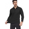 SAMERM Men’s Long Sleeve Polo Shirts Moisture Wicking Golf Shirts Soft | 4-Way Stretch Performance Collared Shirt, UPF 50+,Dry Fit& Lightweight, Ideal for Golf,Office Work,Casual Wear,(Mens Polo Black)