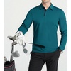 SAMERM Men’s Long Sleeve Polo Shirts Moisture Wicking Golf Shirts Soft | 4-Way Stretch Performance Collared Shirt, UPF 50+,Dry Fit& Lightweight, Ideal for Golf,Office Work,Casual Wear,(Mens Polo Teal)