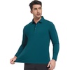 SAMERM Men’s Long Sleeve Polo Shirts Moisture Wicking Golf Shirts Soft | 4-Way Stretch Performance Collared Shirt, UPF 50+,Dry Fit& Lightweight, Ideal for Golf,Office Work,Casual Wear,(Mens Polo Teal)