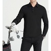 SAMERM Men’s Long Sleeve Polo Shirts Moisture Wicking Golf Shirts Soft | 4-Way Stretch Performance Collared Shirt, UPF 50+,Dry Fit& Lightweight, Ideal for Golf,Office Work,Casual Wear,(Mens Polo Black)
