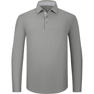 SAMERM Men’s Long Sleeve Polo Shirts Moisture Wicking Golf Shirts Soft | 4-Way Stretch Performance Collared Shirt, UPF 50+,Dry Fit& Lightweight, Ideal for Golf,Office Work,Casual Wear,(Mens Polo Grey)