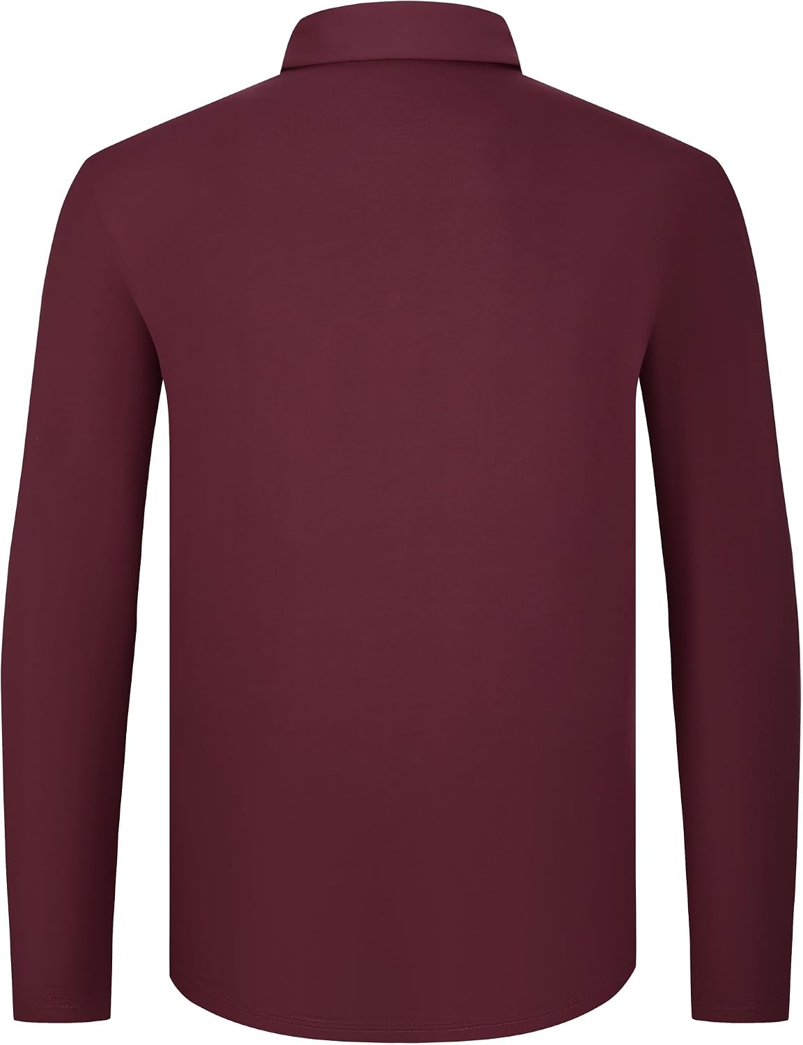 image:imageSAMERM Mens Long Sleeve Polo Shirts Moisture Wicking Golf Shirts SoftMens Polo Wine Red