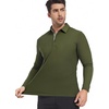 SAMERM Men’s Long Sleeve Polo Shirts Moisture Wicking Golf Shirts Soft(Mens Polo Olive Green)