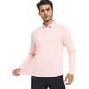 SAMERM Men’s Long Sleeve Polo Shirts Moisture Wicking Golf Shirts Soft(Mens Polo Pink)