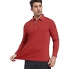 SAMERM Men’s Long Sleeve Polo Shirts Moisture Wicking Golf Shirts Soft(Mens Polo Red)