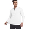 SAMERM Men’s Long Sleeve Polo Shirts Moisture Wicking Golf Shirts Soft(Mens Polo White)