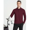 SAMERM Men’s Long Sleeve Polo Shirts Moisture Wicking Golf Shirts Soft(Mens Polo Wine Red)