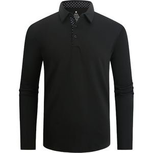 SAMERM Men’s Long Sleeve Polo Shirts Moisture Wicking Golf Shirts Soft(Mens Polo Black)