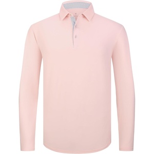 SAMERM Men’s Long Sleeve Polo Shirts Moisture Wicking Golf Shirts Soft(Mens Polo Pink)