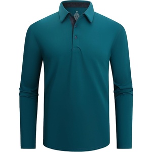 SAMERM Men’s Long Sleeve Polo Shirts Moisture Wicking Golf Shirts Soft(Mens Polo Teal)