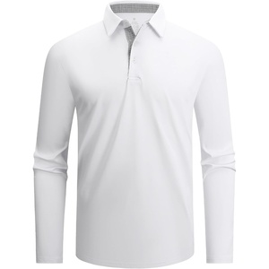 SAMERM Men’s Long Sleeve Polo Shirts Moisture Wicking Golf Shirts Soft(Mens Polo White)