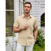 SAMERM Mens Dress Shirt Stretch Wrinkle Free Casual Button Down Shirts(A10-khaki)