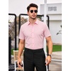SAMERM Mens Dress Shirt Stretch Wrinkle Free Casual Button Down Shirts(A11-pink)