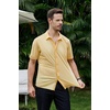 SAMERM Mens Dress Shirt Stretch Wrinkle Free Casual Button Down Shirts(A12-yellow)