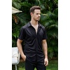 SAMERM Mens Dress Shirt Stretch Wrinkle Free Casual Button Down Shirts(A2-black)