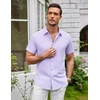 SAMERM Mens Dress Shirt Stretch Wrinkle Free Casual Button Down Shirts(A7-purple)