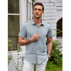 SAMERM Mens Dress Shirt Stretch Wrinkle Free Casual Button Down Shirts(A8-grey)