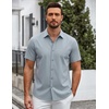 SAMERM Mens Dress Shirt Stretch Wrinkle Free Casual Button Down Shirts(A8-grey)