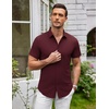 SAMERM Mens Dress Shirt Stretch Wrinkle Free Casual Button Down Shirts(A9-wine)