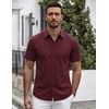SAMERM Mens Dress Shirt Stretch Wrinkle Free Casual Button Down Shirts(A9-wine)