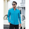 SAMERM Mens Dress Shirt Stretch Wrinkle Free Casual Button Down Shirts(B11-lake Blue)