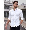 SAMERM Mens Dress Shirt Stretch Wrinkle Free Casual Button Down Shirts(B1-white)