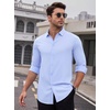 SAMERM Mens Dress Shirt Stretch Wrinkle Free Casual Button Down Shirts(B3-blue)