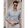 SAMERM Mens Dress Shirt Stretch Wrinkle Free Casual Button Down Shirts(B5-grey)