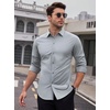 SAMERM Mens Dress Shirt Stretch Wrinkle Free Casual Button Down Shirts(B5-grey)