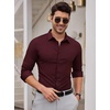 SAMERM Mens Dress Shirt Stretch Wrinkle Free Casual Button Down Shirts(B6-wine)