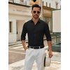 SAMERM Mens Dress Shirt Stretch Wrinkle Free Casual Button Down Shirts(D2-black)
