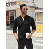 SAMERM Mens Dress Shirt Stretch Wrinkle Free Casual Button Down Shirts(D2-black)