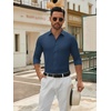 SAMERM Mens Dress Shirt Stretch Wrinkle Free Casual Button Down Shirts(D3-navy)