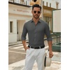 SAMERM Mens Dress Shirt Stretch Wrinkle Free Casual Button Down Shirts(D4-grey)