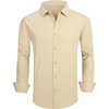 SAMERM Mens Dress Shirt Stretch Wrinkle Free Casual Button Down Shirts(B8-khaki)