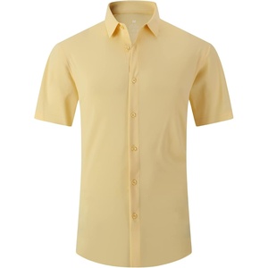 SAMERM Mens Dress Shirt Stretch Wrinkle Free Casual Button Down Shirts(A12-yellow)