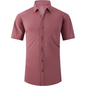 SAMERM Mens Dress Shirt Stretch Wrinkle Free Casual Button Down Shirts(A5-beanpink)