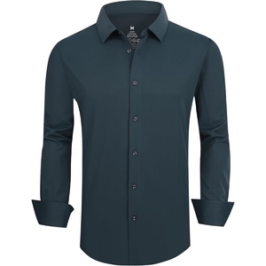 SAMERM Mens Dress Shirt Stretch Wrinkle Free Casual Button Down Shirts(B4-navy)