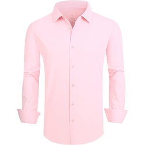 SAMERM Mens Dress Shirt Stretch Wrinkle Free Casual Button Down Shirts(B9-pink)