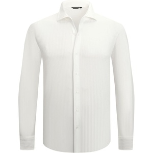 SAMERM Mens Dress Shirt Stretch Wrinkle Free Casual Button Down Shirts(D1-white)