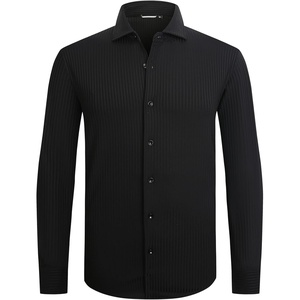 SAMERM Mens Dress Shirt Stretch Wrinkle Free Casual Button Down Shirts(D2-black)