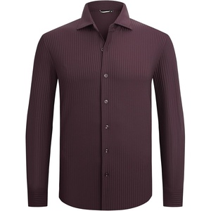 SAMERM Mens Dress Shirt Stretch Wrinkle Free Casual Button Down Shirts(D5-burgundy)