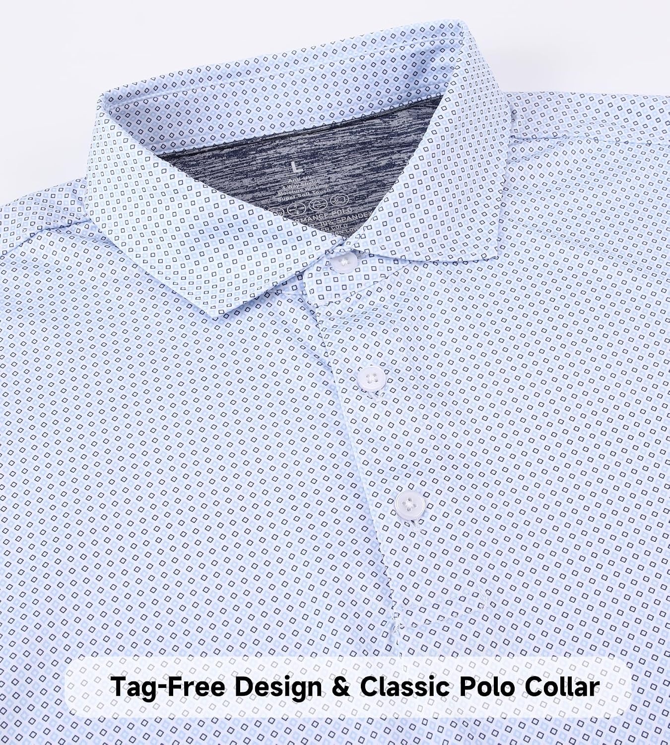 image:imageSAMERM Mens Golf Shirts Dry Fit Performance Sport Polo Shirts for MenBlack Blue Square Golf Shirt
