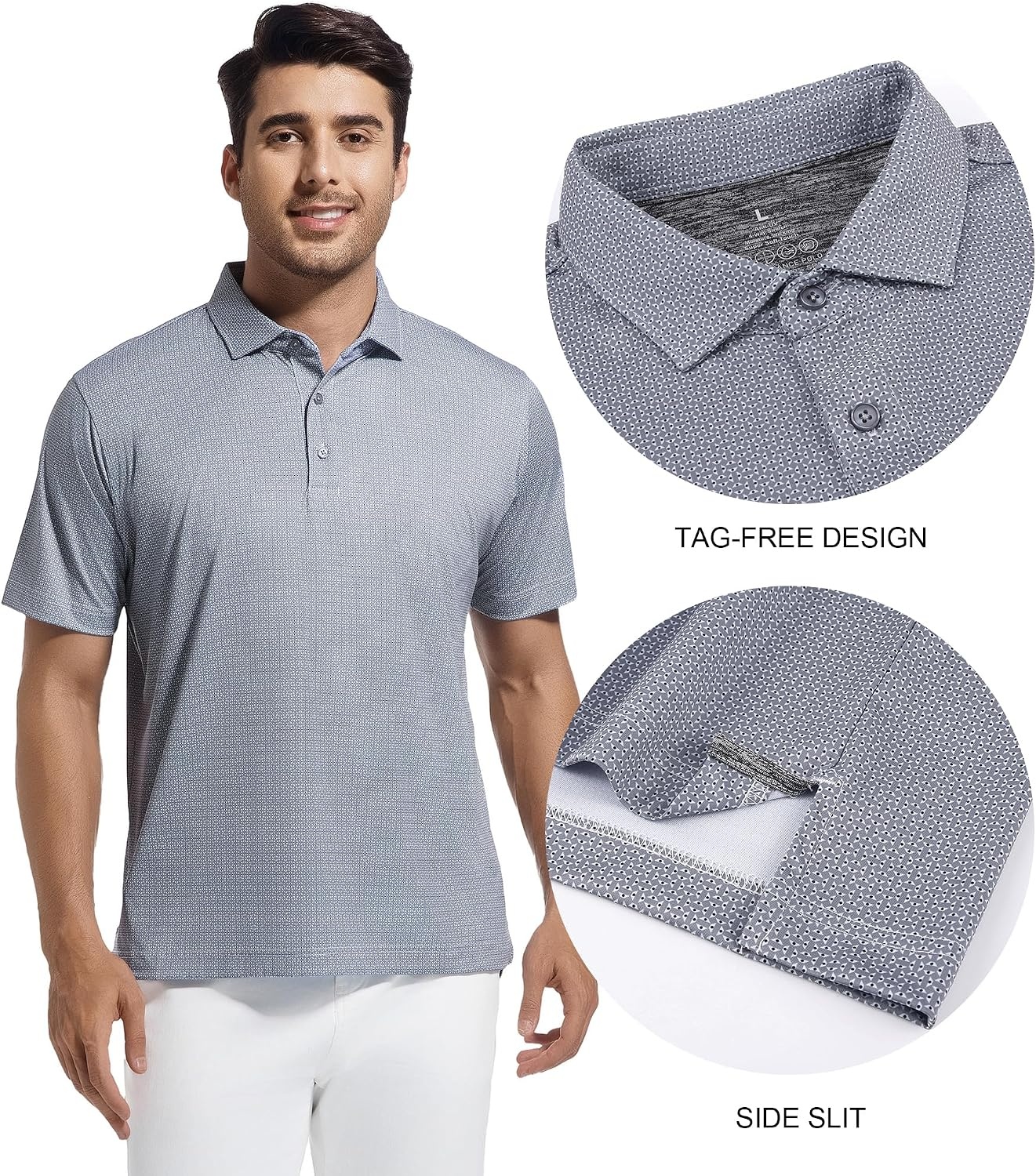 image:imageSAMERM Mens Golf Shirts Dry Fit Performance Sport Polo Shirts for MenBlack Dots Golf Shirt